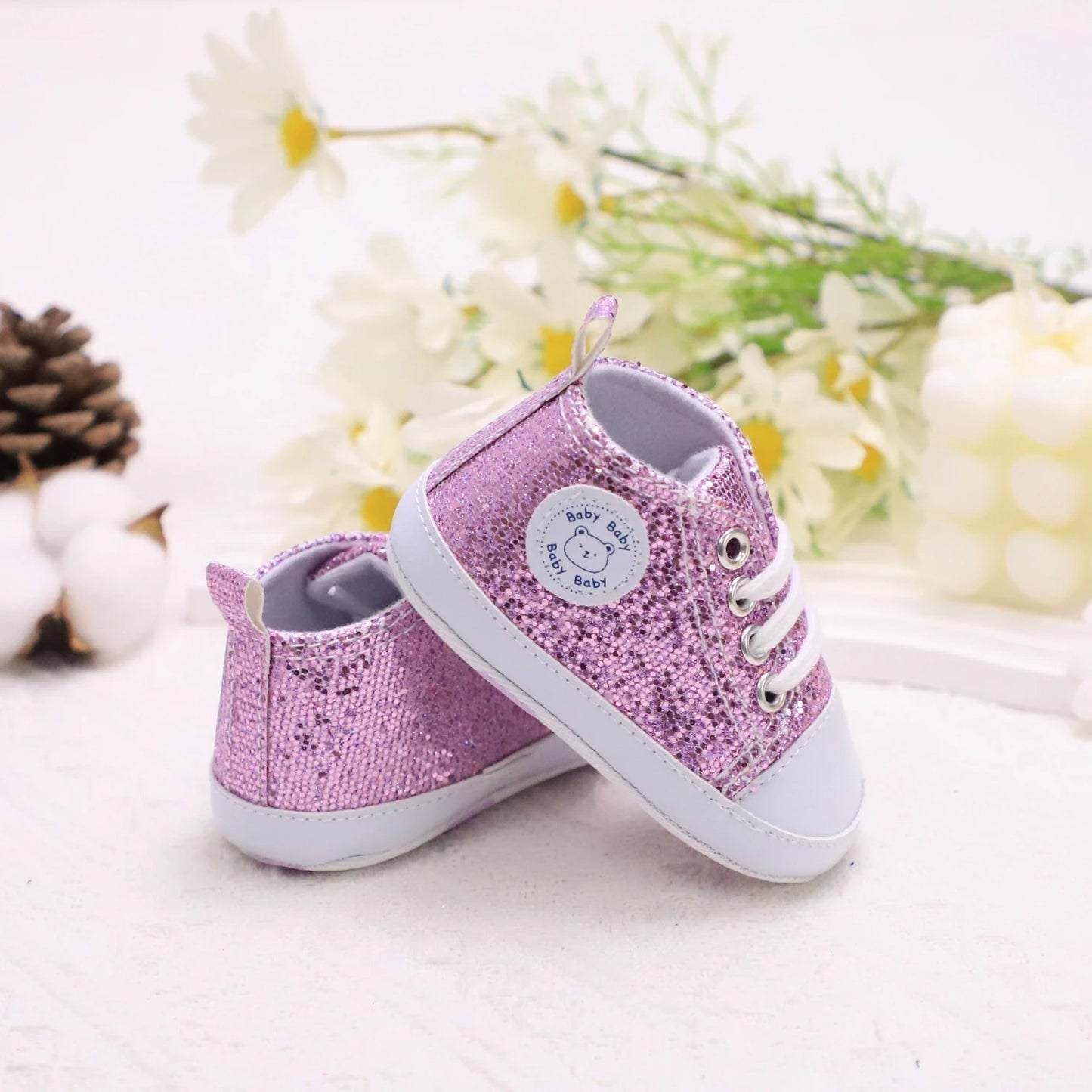 Trendy Comfortable Sequin Sneakers For Baby Boys, Lightweight Non Slip Shoes For Indoor Outdoor Walking, Spring And Autumn