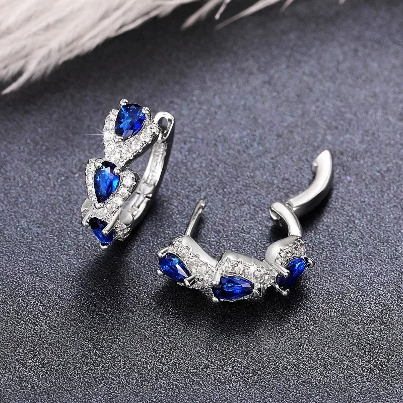 2024 Luxury Trendy Green Cubic Zirconia Hoop Earrings Wedding Party Elegant Accessories for Women Anniversary Gift New Jewelry