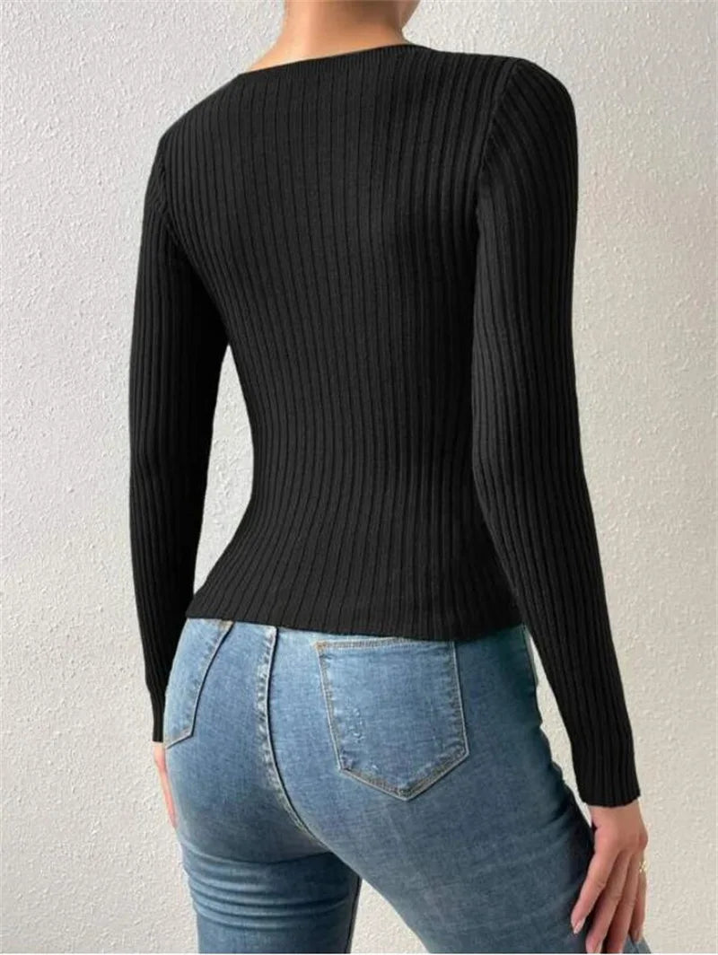 Casual Long Sleeve Hollow Out Irregular Round Neck T Shirts Basic Tee Sweater Top Lightweight Sweaters for Women Autumn