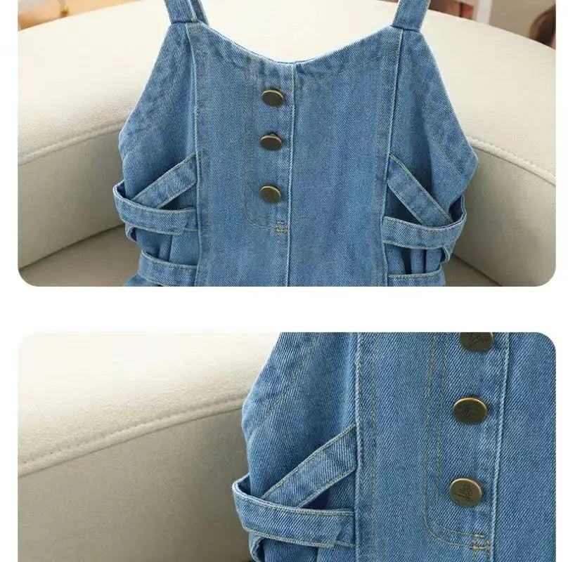 Kids Girls Denim Set 2023 Spring New Children's Clothing Girls Big Boy Yangpai Spring And Autumn Set Skirt Girls Dress