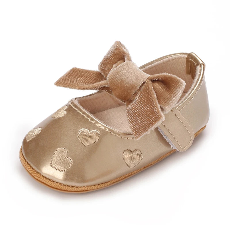 0-18M Girls' Baby Shoes Fashionable Classic Gold Theme Princess Shoes Soft Sole Comfortable Baby Walking Shoes