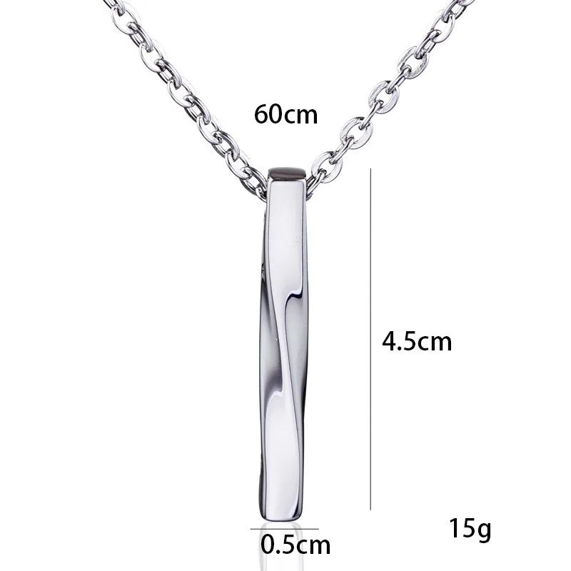 Black Rectangle Pendant Necklace Men Trendy Gothic Stainless Steel Chain Women Necklace Fashion Jewelry Gift