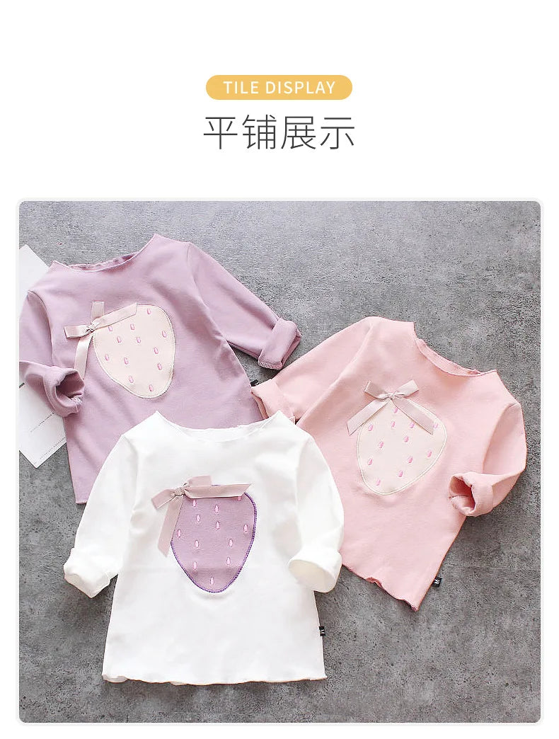 New 2023 Retail Latest Design Brand Children Clothes Girls Knitting T Shirt Kids Long Sleeves T-shirts Girls Clothing