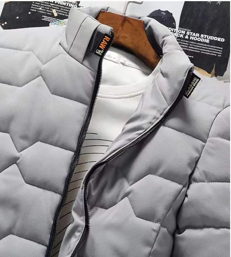 New Winter Warm Coats Jacket Long Sleeve Cotton-padded Jacket Zipper Jacket Men's Stand-up Collar Jacket Plus Size Cotton Jacket