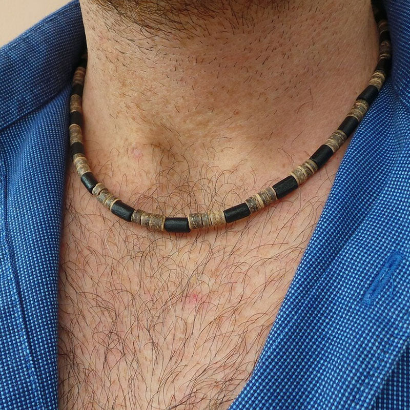 Mens Gemstone Beaded Necklace Black Onyx