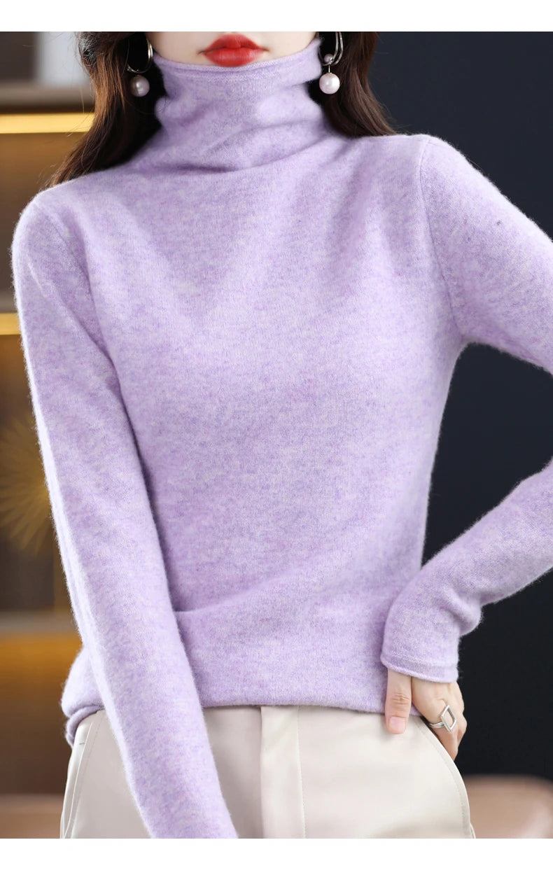 New 100% Merino Wool Turtleneck Cashmere Sweater In Autumn And Winter Women's Casual Knitted Coat Women's Coat Korean Fashion