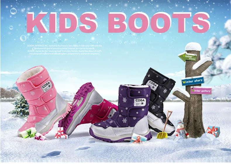 2022 Style Kids Snow Boot Winter Warm Fur Antiskid Outsole Plus Size 27 To 38 Children Boots for Girls Girls Shoes Pink Boots