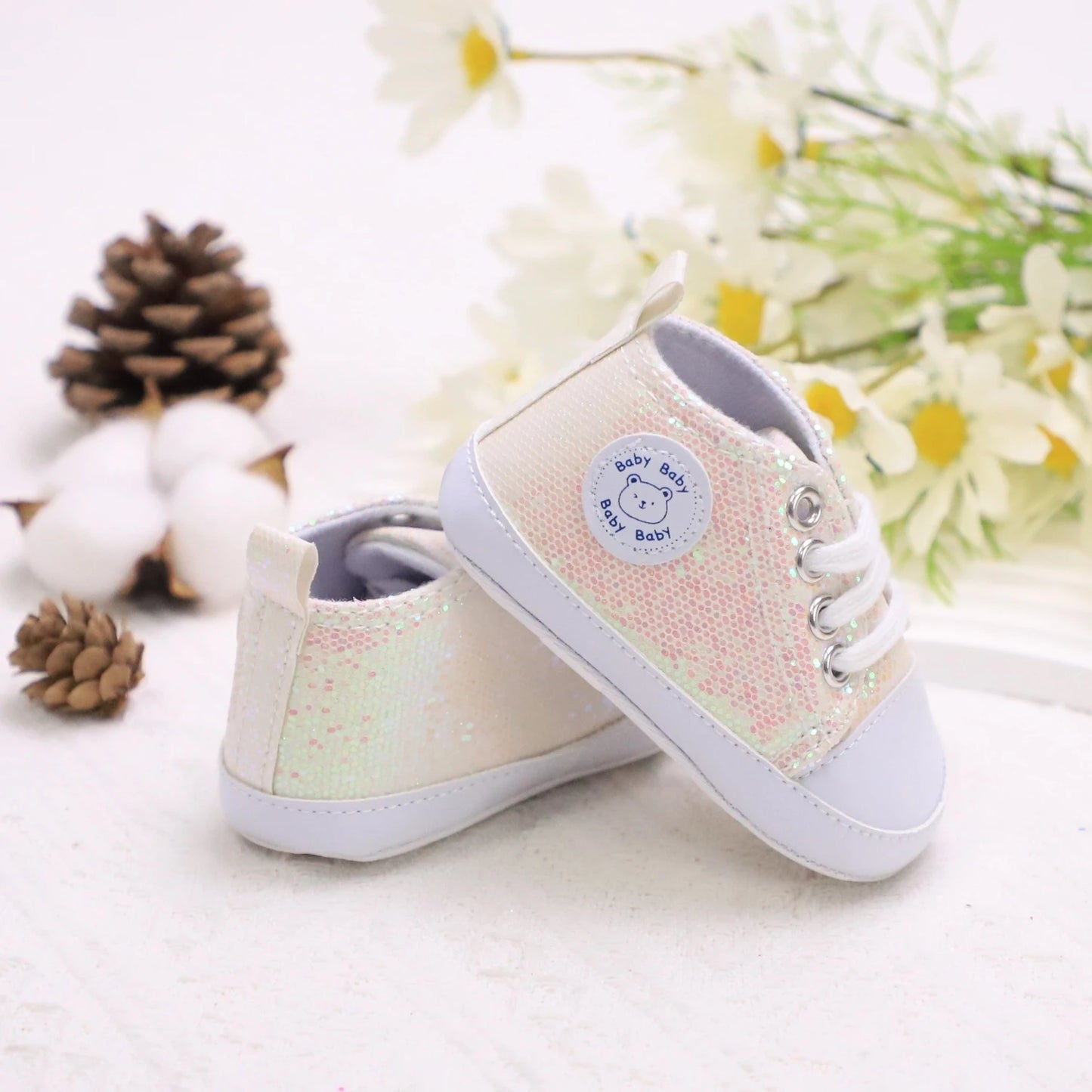 Trendy Comfortable Sequin Sneakers For Baby Boys, Lightweight Non Slip Shoes For Indoor Outdoor Walking, Spring And Autumn