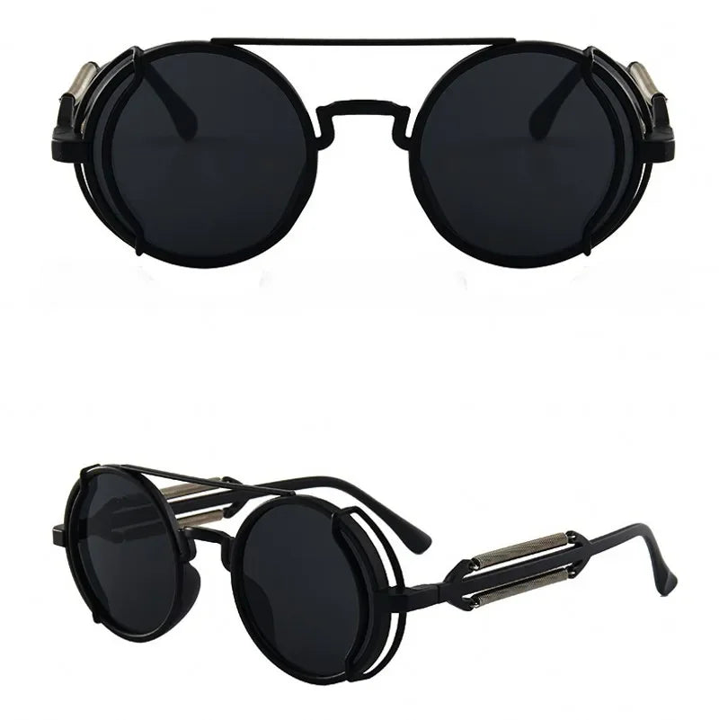 2024 Plastic Steampunk Sunglasses Men Women Fashion Round Glasses Brand Designer Vintage Sun Glasses High Quality Oculos De Sol