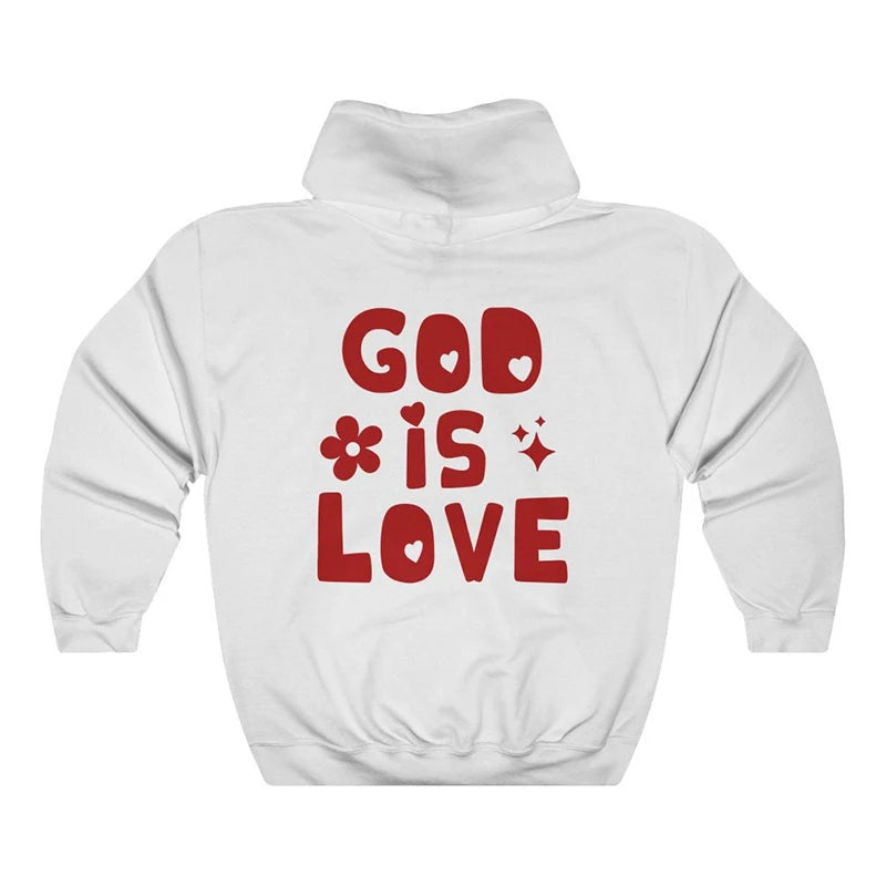 God Is Love Back Print Women Loose Hoodies Religious Sweatshirt Fall Winter Fashion Clothes Christian Fashion Tops Dropshipping