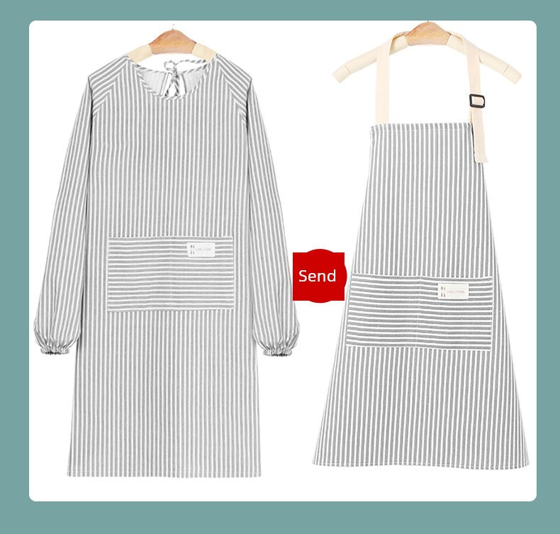 For Home Internet Celebrity Cotton and Linen Spring & Fall Adult Long Sleeve Apron