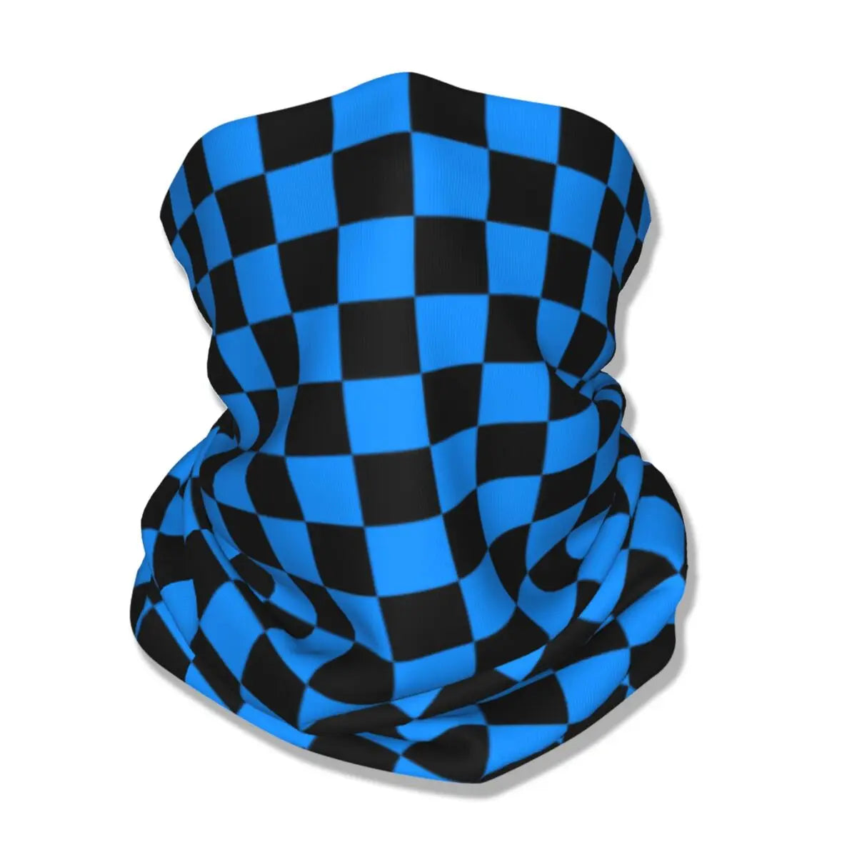 Colorful Geometric Checkered Black And Blue Bandana Neck Cover Printed Racing Moto Motorcycle Wrap Scarf Warm Face Mask Riding