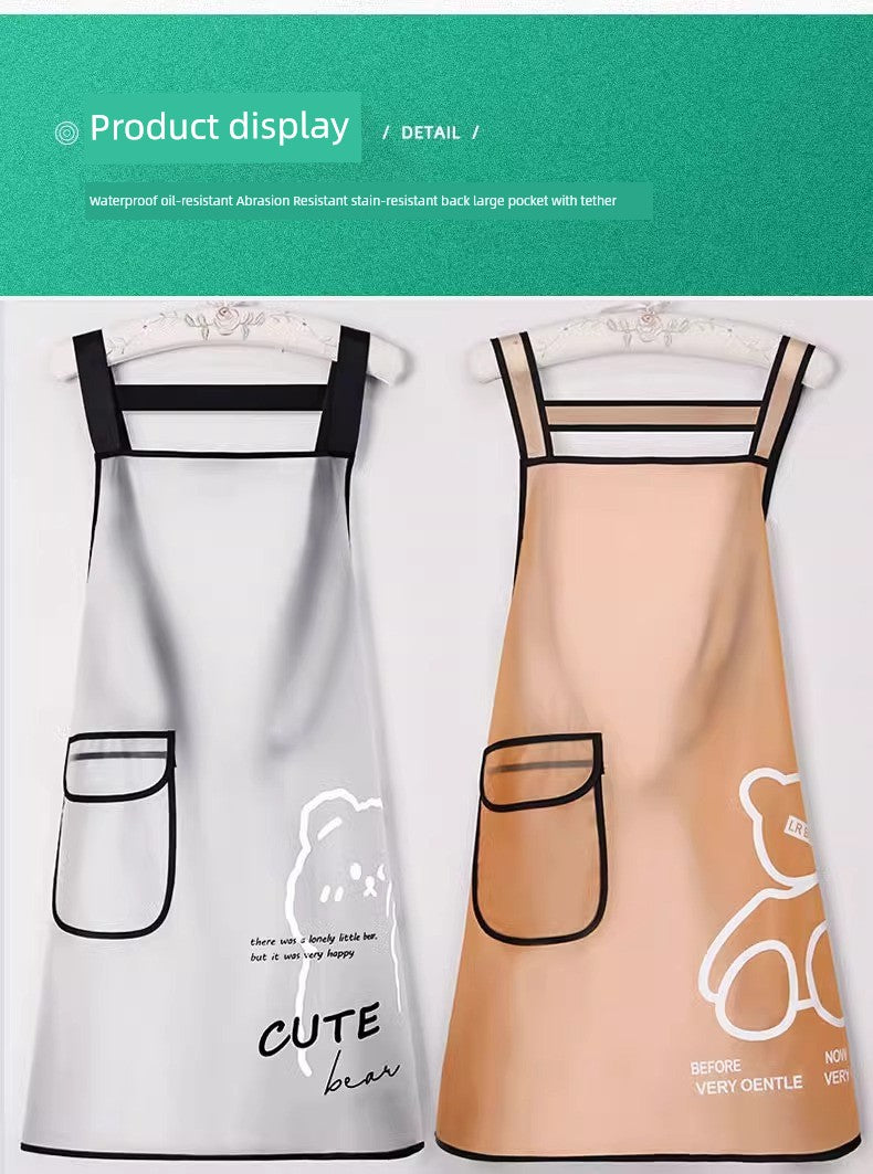 Transparent Apron for Women For Home Kitchen Waterproof Oil-Proof Catering Special Cooking Apron 2024 New Arrival Soft Leather Overalls