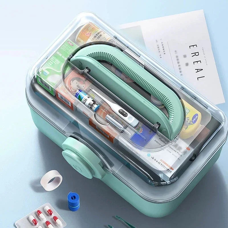 1 Pc Household Medicine Box Storage Box Large Capacity Multi-layer Portable Medical First Aid Kit Transparent Small Medicine Box