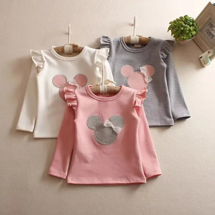 New 2023 Retail Latest Design Brand Children Clothes Girls Knitting T Shirt Kids Long Sleeves T-shirts Girls Clothing