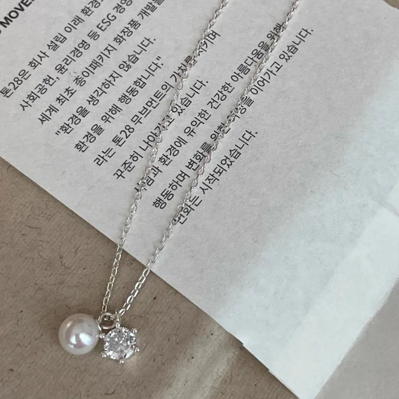 VENTFILLE 925 Silver Circular Geometry Rose Necklace Dropwise Glaze Korean Gentle Jewelry Birthday Gift Wholesale