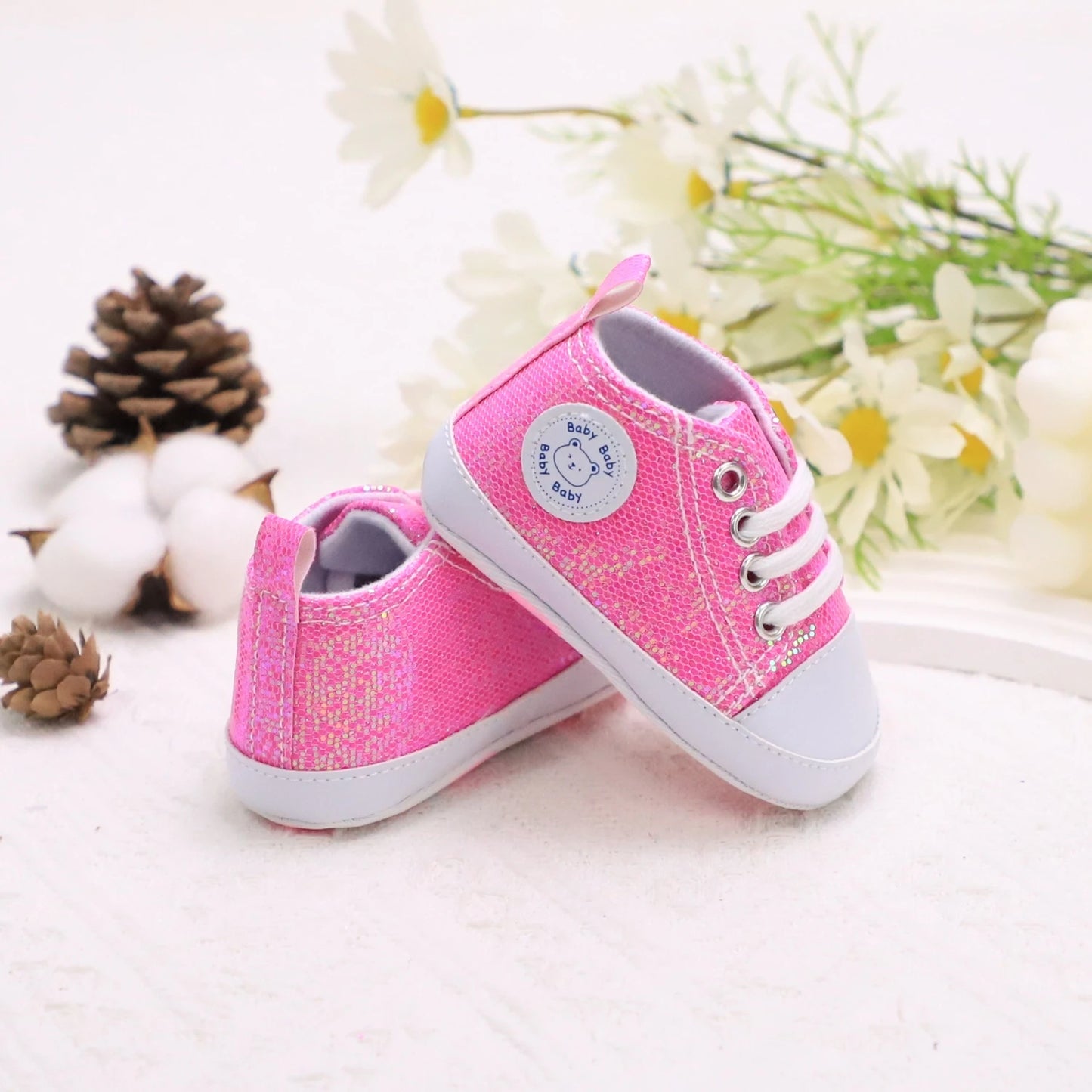 Trendy Comfortable Sequin Sneakers For Baby Boys, Lightweight Non Slip Shoes For Indoor Outdoor Walking, Spring And Autumn