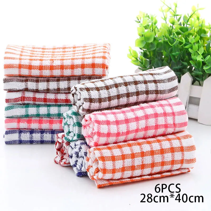 6PCS Cotton Kitchen Towel Absorbent Clean Dish Towels Kichen Cleaning Supplies