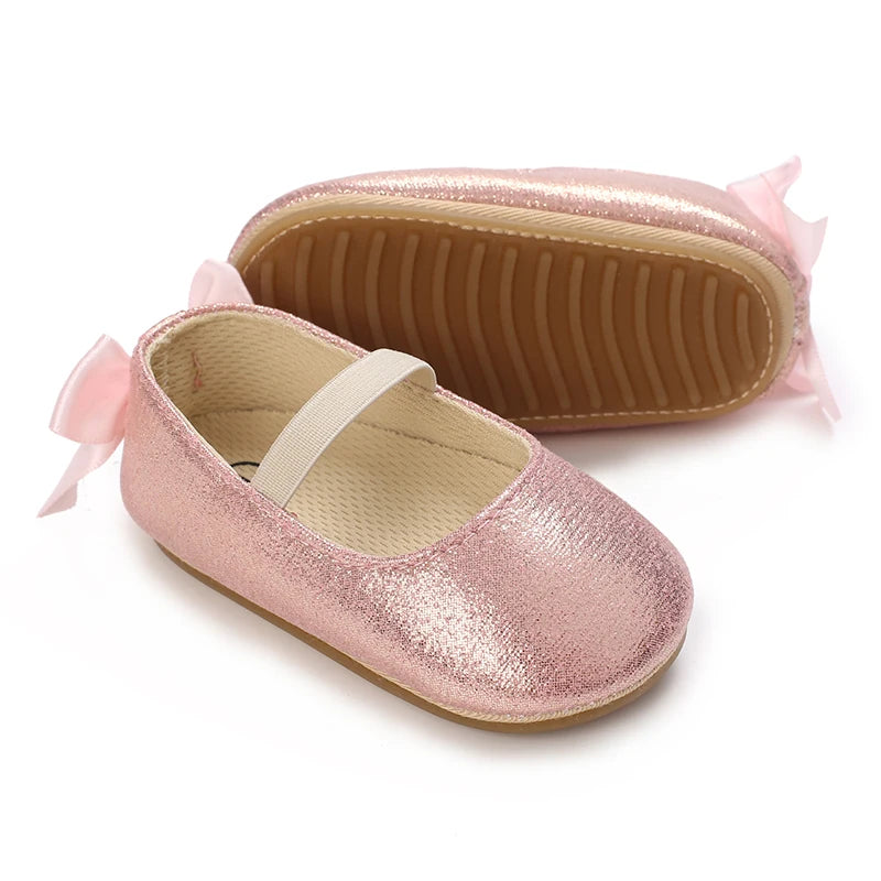 Baby Shoes Spring and Autumn Girl Baby Fashionable, Soft, Comfortable, Sweet Princess Shoes Rubber soles, Non slip Walking Shoes