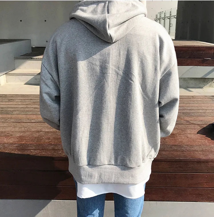 High Street Hoodie Men Retro Zip Up Long Sleeve Loose Jacket Coats Harajuku Casual Gothic Hooded Sweatshirt Y2K Streetwear