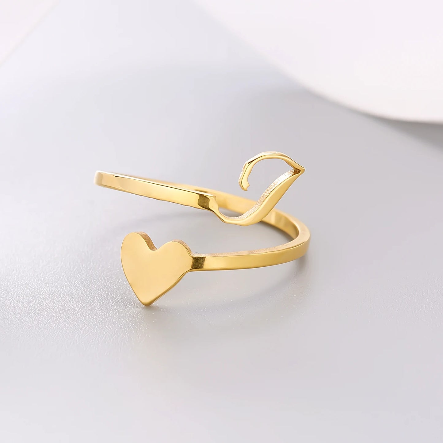 Simple Romantic Heart and Letter Rings A-Z 26  Alphabet Initials Ring For Women Opening Finger Ring Party Jewelry Birthday Gift