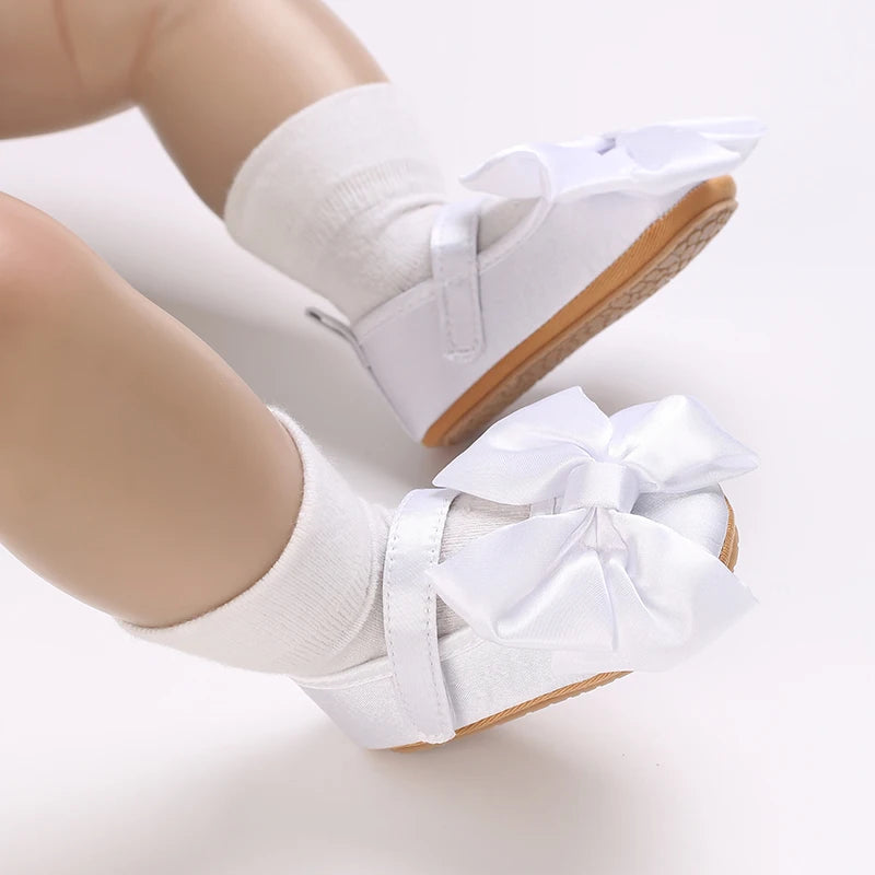 New Western-style Bow Princess Shoes For Infants And Young Children Aged 0-18 Months Soft And Non Slip Walking Shoes