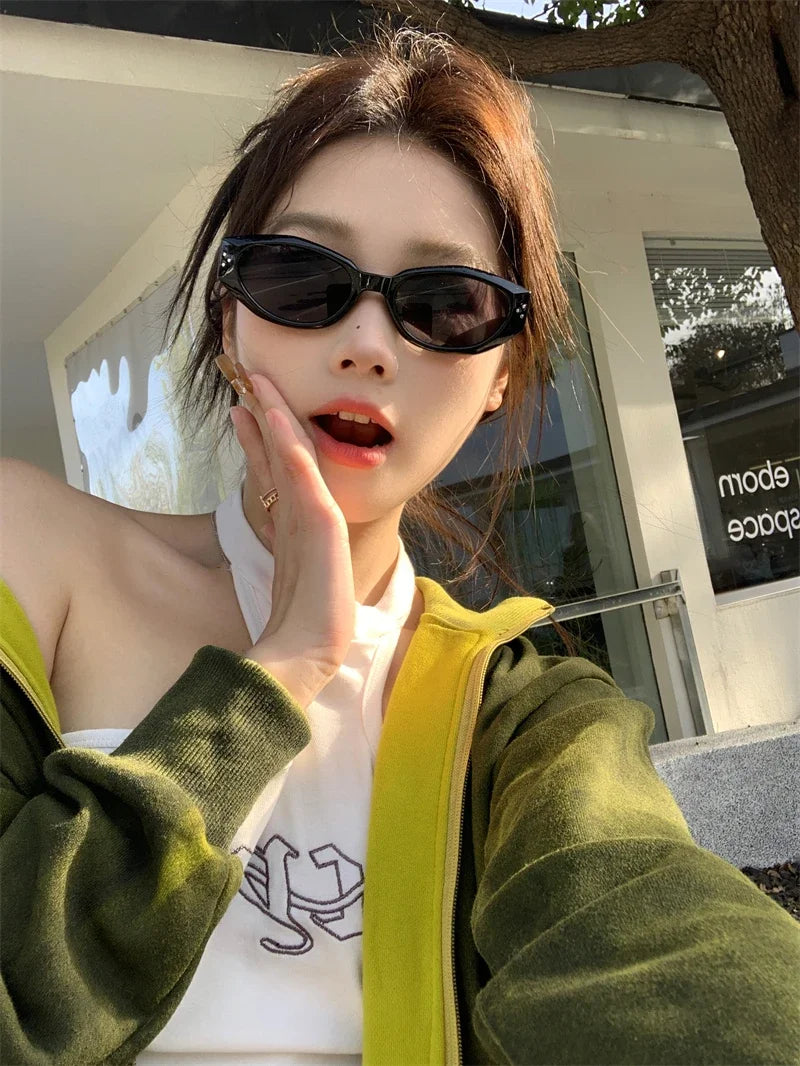 Y2K Retro Cat Eye Small Square Sunglasses Women Girls  Sunglass Fashion Eye Glasses Mirror Goggles Men Punk Sports Sunglasses