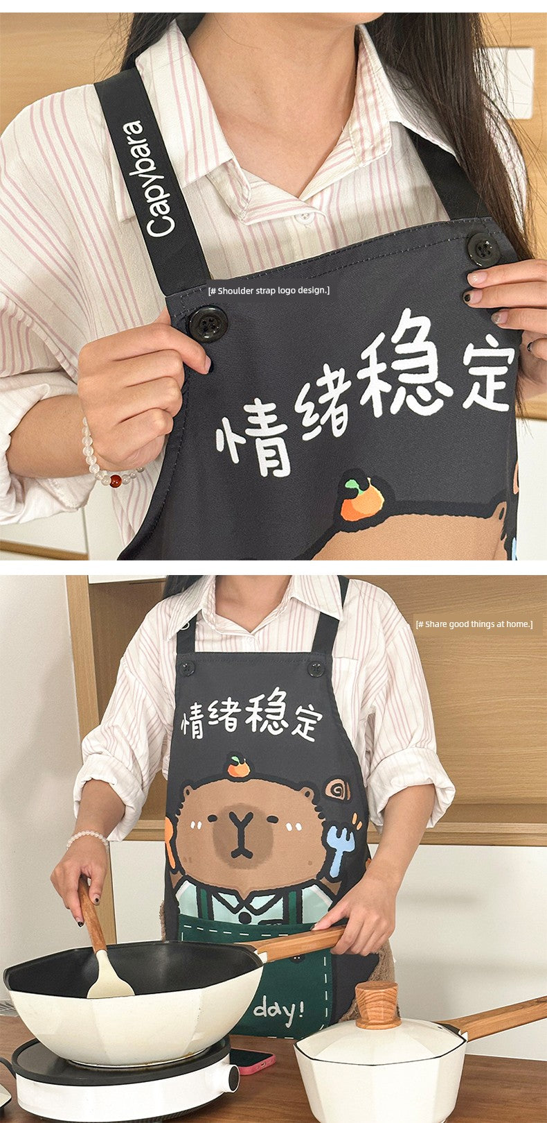 Apron Cartoon Waterproof Large Pocket Dining Erasable Kitchen