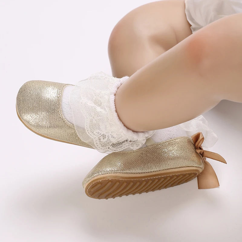 Baby Shoes Spring and Autumn Girl Baby Fashionable, Soft, Comfortable, Sweet Princess Shoes Rubber soles, Non slip Walking Shoes