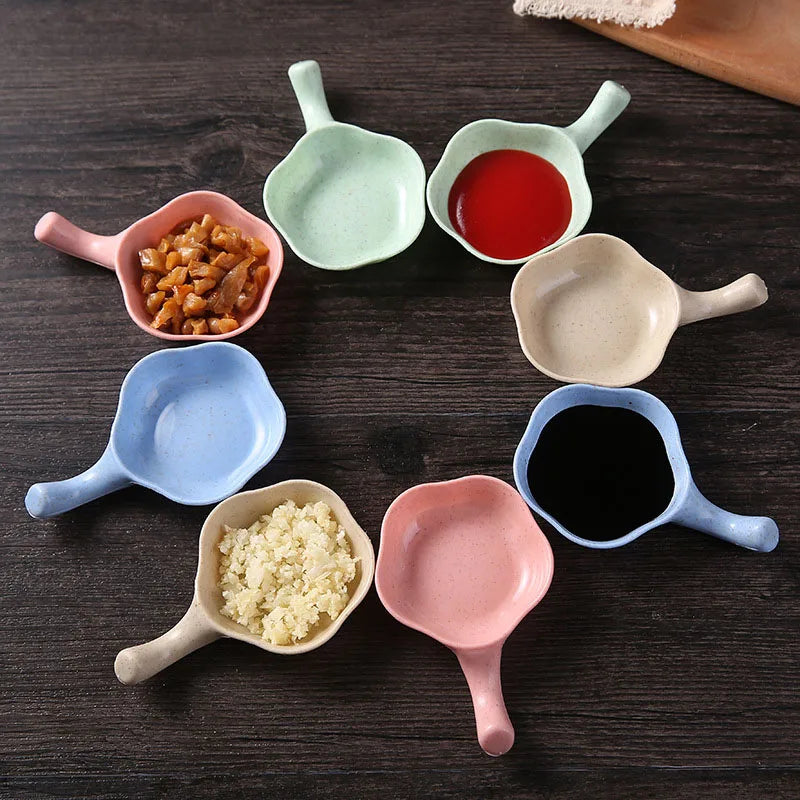 1~10PCS Kichen Wheat Straw Sauce Dish Mini Tray Small Plate Side Seasoning Dish Condiment Dishes Sushi Soy Snack Dipping Home