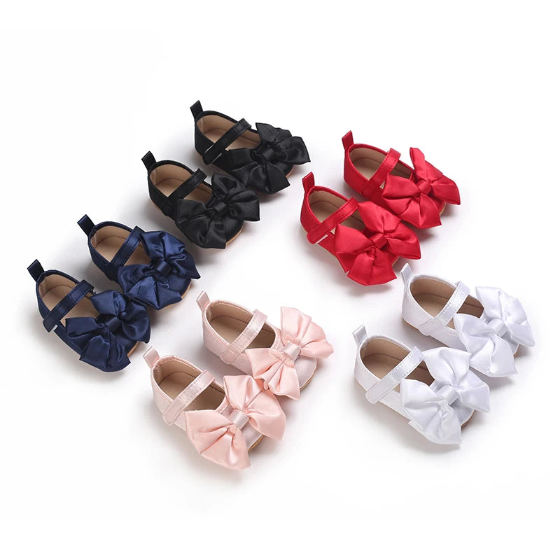 New Western-style Bow Princess Shoes For Infants And Young Children Aged 0-18 Months Soft And Non Slip Walking Shoes