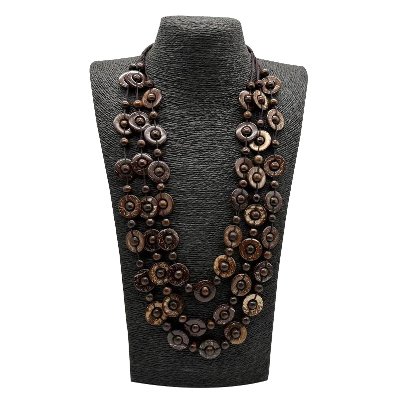 Bohemia Handmade Wood Necklace & Pendant Long Statement Jewelry Wholesale Vintage Ethnic Customs Maxi Necklace Women