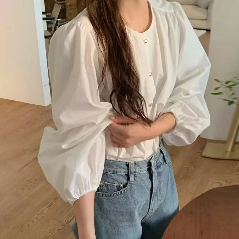 Women White Shirt Cotton Spring Autumn Ladies Tops Long Sleeve Casual Turn-down Women's Loose Blouses