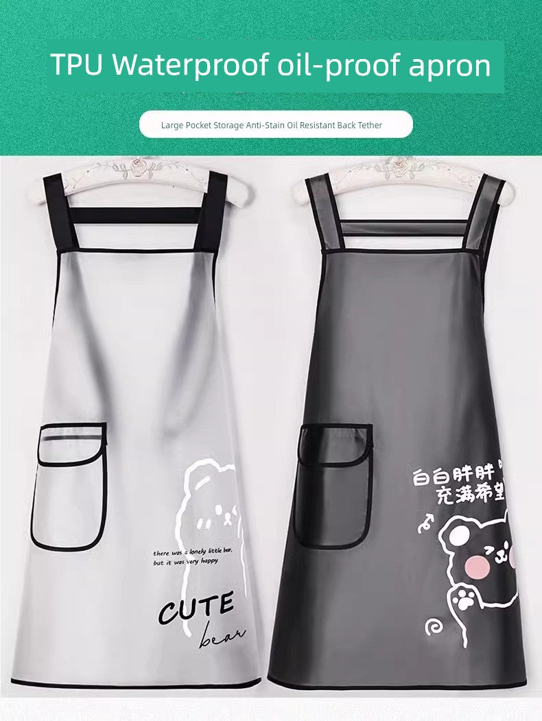 Transparent Apron for Women For Home Kitchen Waterproof Oil-Proof Catering Special Cooking Apron 2024 New Arrival Soft Leather Overalls