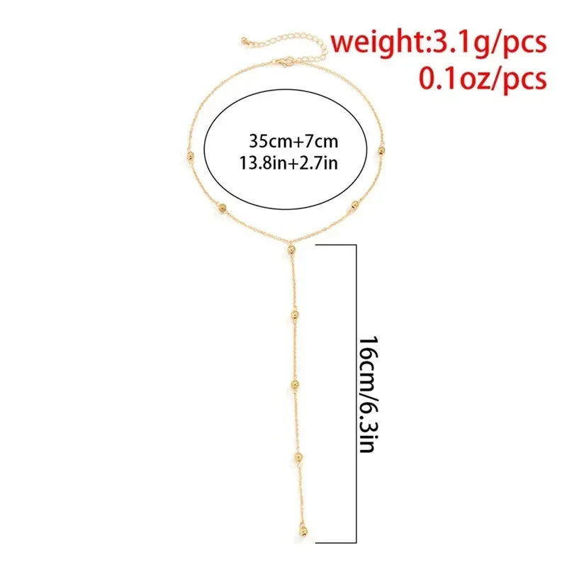 2024 New Minimalism Fashionable Long Tassel Necklace for Women Girls Vintage Chest Thin Chain Ball Pendant Neck Jewelry Gifts