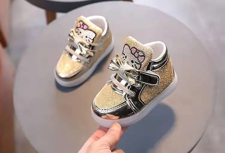 Disney Children Luminous Shoes Boys Girls Hello Kitty Shoes Flashing Lights Fashion Sneakers Toddler Little Kid Casual Sneakers