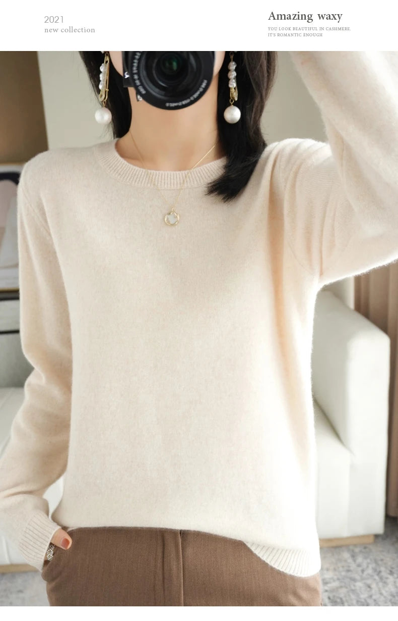 Women Sweater O-neck Autumn Winter BasicPullover Warm Casual Pulls Jumpers Korean FashionSpring Knitwear Bottoming Shirt 2024