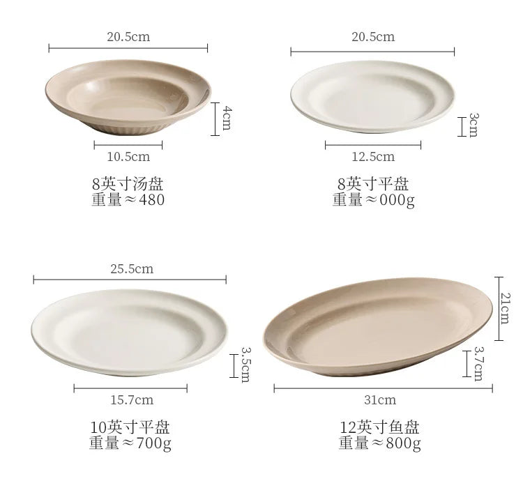 Cream Style Ceramic Bowl Set, High-end Japanese Kitchen Accessories, Dishes, Tableware Set, Chinese Ceramic Tableware Set