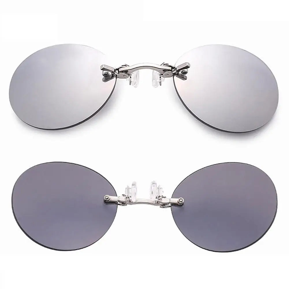 Clip On Nose Glasses Round Rimless Matrix Morpheus Sunglasses Mini Frameless Vintage Men Eyeglasses