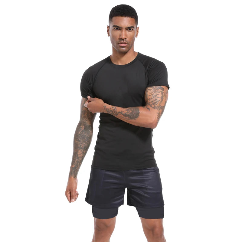 Men TShirt Classic Design T-shirt Men's Casual Tight Tshirt Gym Fitness Compression Shirt Quick Dry Summer Fashion