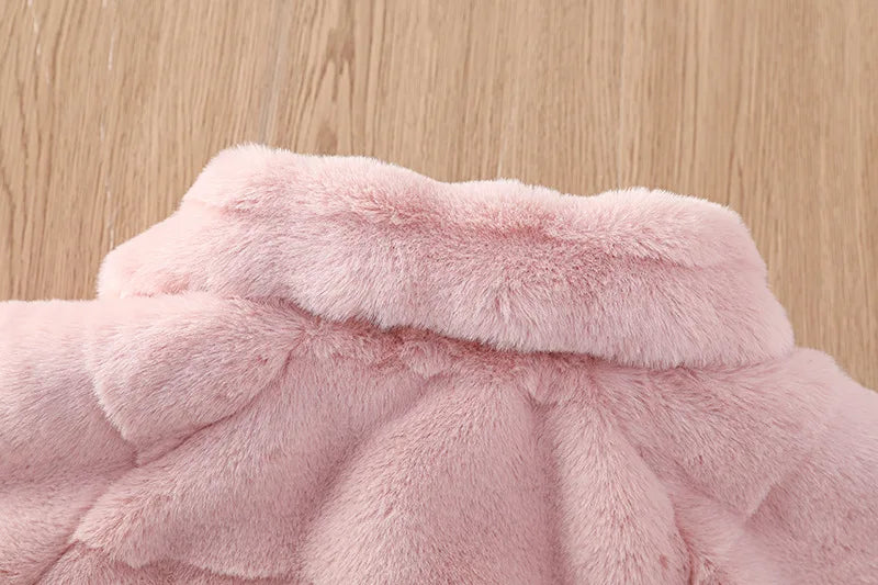 Winter Warm Faux Fur Coat For Girls Jacket Baby Snowsuit Sweet Christmas Princess Outwear 1-5 Years Kids Clothes