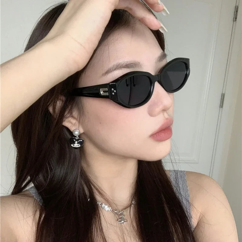 Y2K Retro Cat Eye Small Square Sunglasses Women Girls  Sunglass Fashion Eye Glasses Mirror Goggles Men Punk Sports Sunglasses