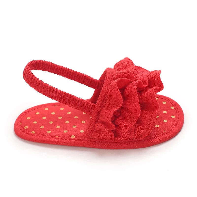 Summer baby girl sandals red festive and cute flower baby shoes soft rubber soles comfortable and casual baby walking shoes