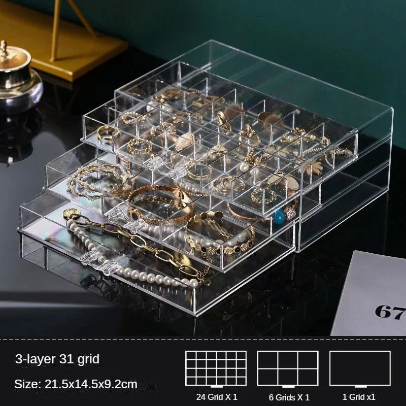 31/72/79/120 Grids Earring Earbuds Storage Boxes Acrylic Jewelry Organizer Stackable Nail Art Diamond Display Stand Drawer