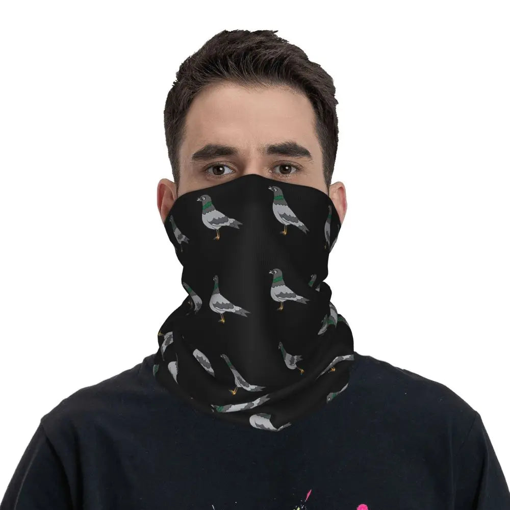 Pigeon Walk , Black Background Bandana Neck Cover Printed Magic Scarf Multifunction Cycling Scarf Running Unisex Adult Windproof