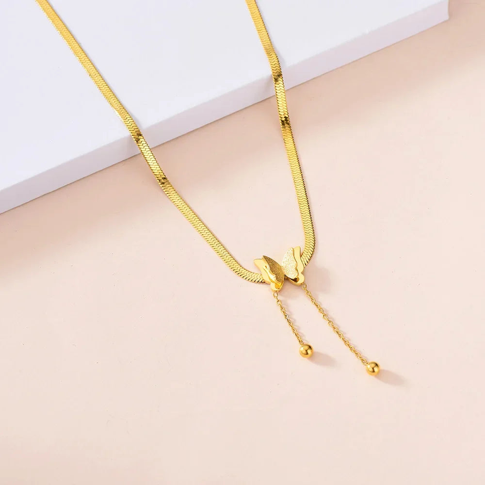 2024 New Minimalism Fashionable Long Tassel Necklace for Women Girls Vintage Chest Thin Chain Ball Pendant Neck Jewelry Gifts