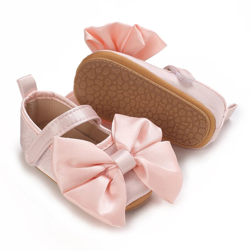 New Western-style Bow Princess Shoes For Infants And Young Children Aged 0-18 Months Soft And Non Slip Walking Shoes