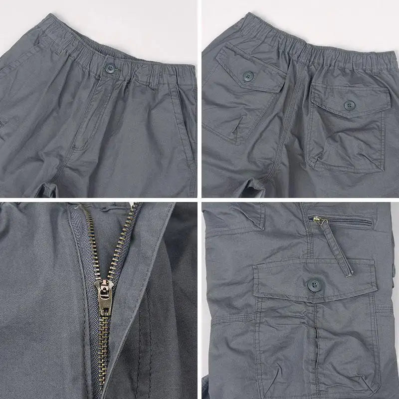 Men's Cargo Shorts Summer Loose Casual Pants Elastic Waist Large Size Outdoor Jogging Sweatpants Trend Multi Pockets