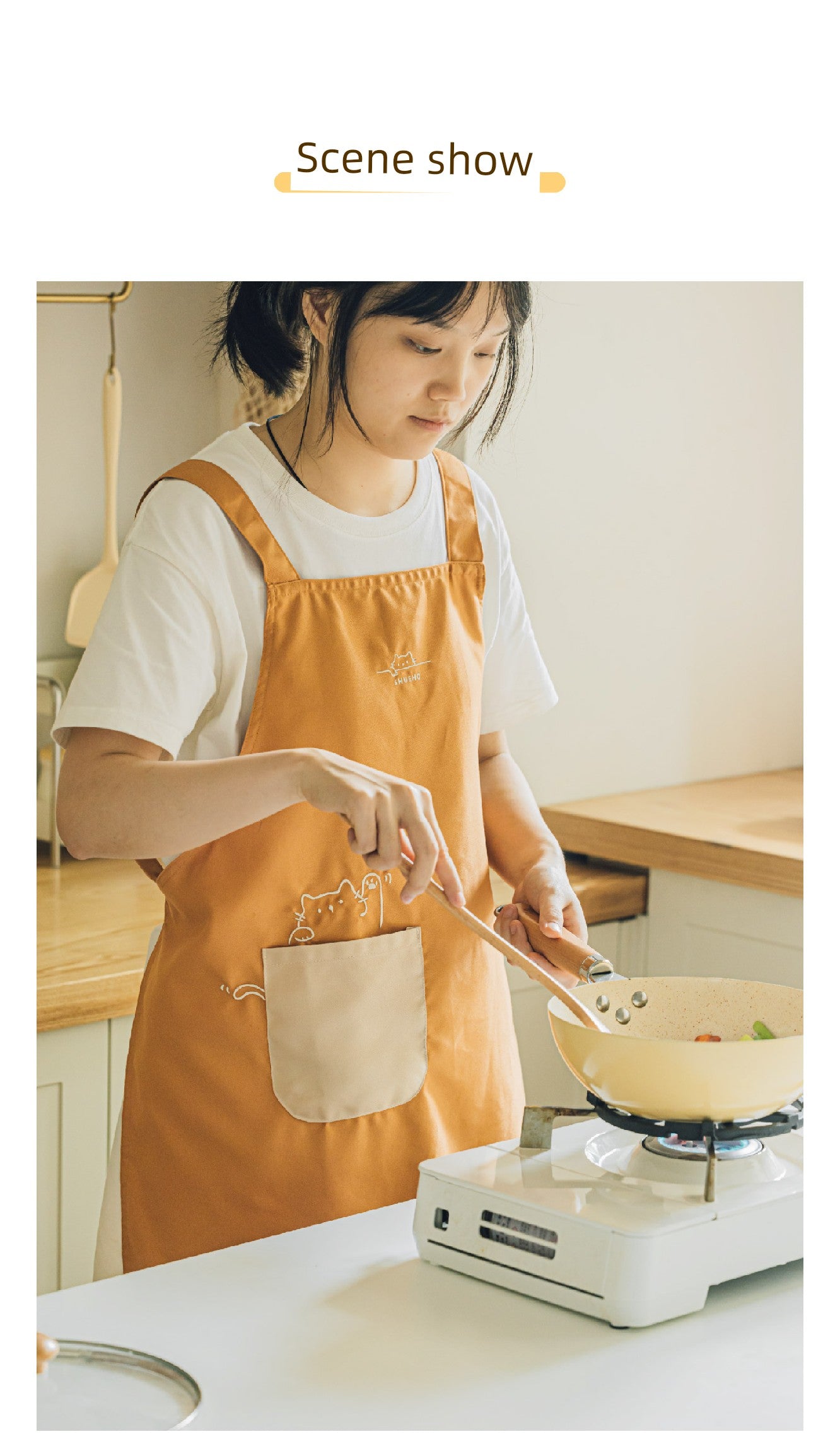 Shuke Fat Orange Household Apron Cooking Waterproof Oil-Proof Fancy Young Stall Thin Kitchen Special Cute