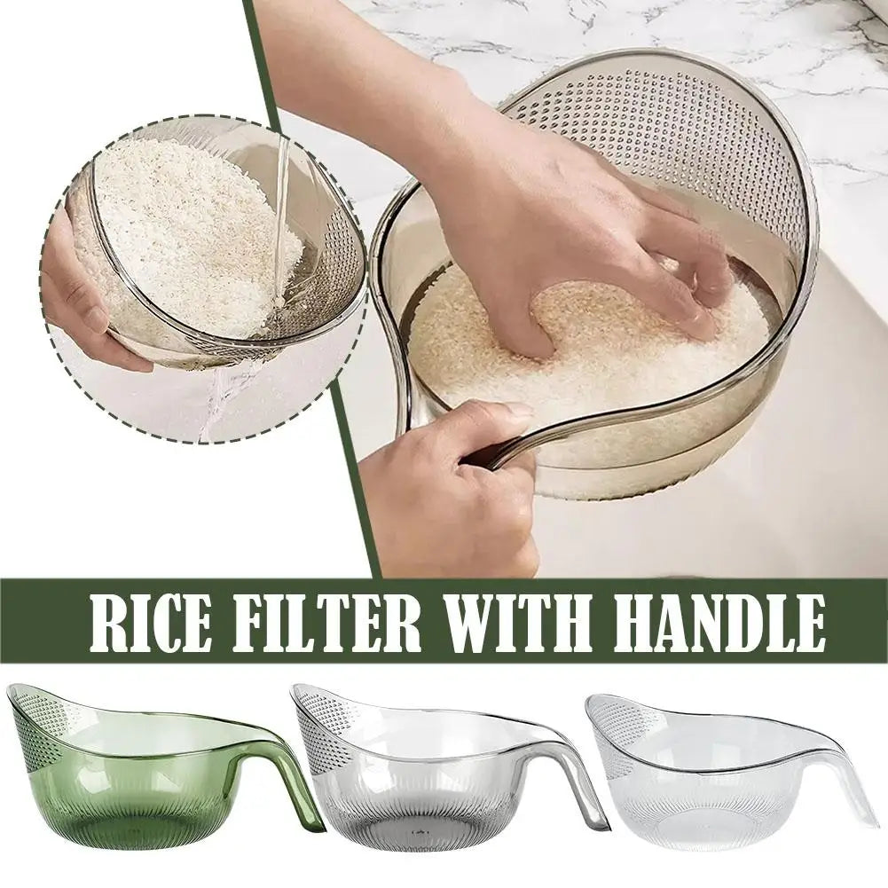 Kitchen Washing Gadget Rice Washing Filter Rice Rinsing Basket Bason Washing Fruit with Basin Handle Drain Dish Sink Househ I9D9